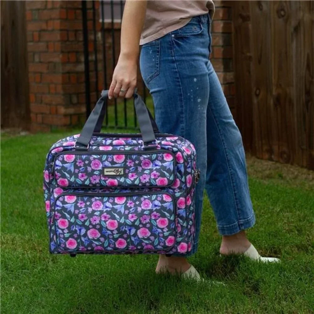 Deluxe Universal Sewing Machine Case, Pink Floral - Portable